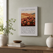Lords Prayer Christian Wall Art, Floral Minimalist Faith Poster - Format: Stretched Canvas