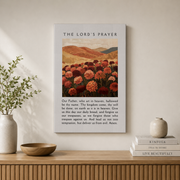 Lords Prayer Christian Wall Art, Floral Minimalist Faith Poster - Format: Stretched Canvas