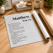 Lords Prayer Christian Wall Art, Matthew 6 Black White Scripture Poster - Format: Rolled Canvas