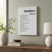 Lords Prayer Christian Wall Art, Matthew 6 Black White Scripture Poster - Format: Stretched Canvas
