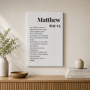 Lords Prayer Christian Wall Art, Matthew 6 Black White Scripture Poster - Format: Stretched Canvas