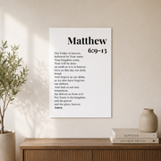 Lords Prayer Christian Wall Art, Matthew 6 Black White Scripture Poster - Format: Unframed Paper Poster
