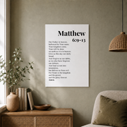 Lords Prayer Christian Wall Art, Matthew 6 Black White Scripture Poster - Format: Unframed Paper Poster