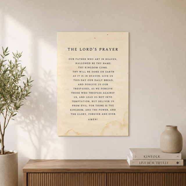 Lords Prayer Christian Wall Art, Vintage Paper Scripture Poster - Format: Unframed Paper Poster