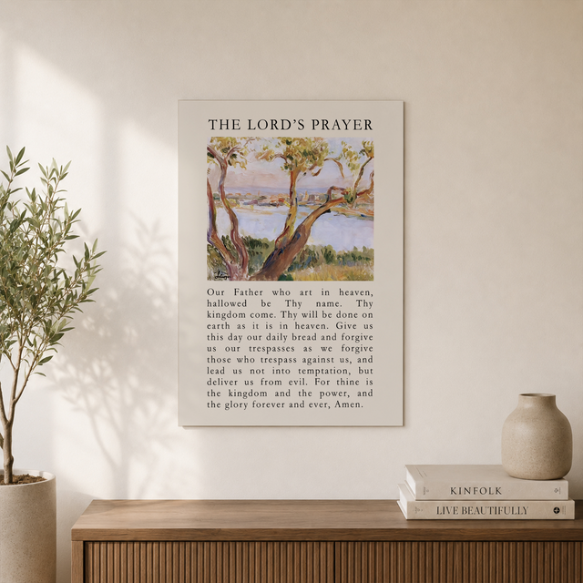 Lords Prayer Christian Wall Art, Vintage Scripture Poster for Home - Format: Unframed Paper Poster
