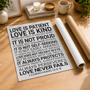 Love Is Patient Love Is Kind Christian Wall Art, Corinthians Scripture Poster - Format: Rolled Canvas