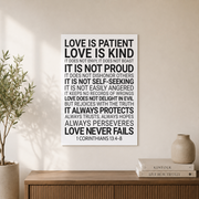 Love Is Patient Love Is Kind Christian Wall Art, Corinthians Scripture Poster - Format: Unframed Paper Poster