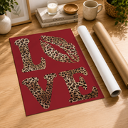 Love Leopard Wall Art Red Animal Print Poster Trendy Modern Decor Gift Poster - Format: Rolled Canvas