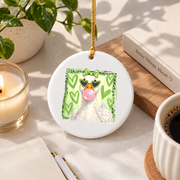 Lucky Goose Coquette Bow Holiday Gift Decoration Glass Ornament - Material: Circle Ceramic Ornament