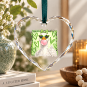Lucky Goose Coquette Bow Holiday Gift Decoration Glass Ornament - Material: Heart Glass Ornament