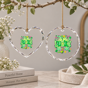 Lucky Shamrock Coquette Bow Irish Inspired Gift Glass Ornament - Material: Heart Glass Ornament