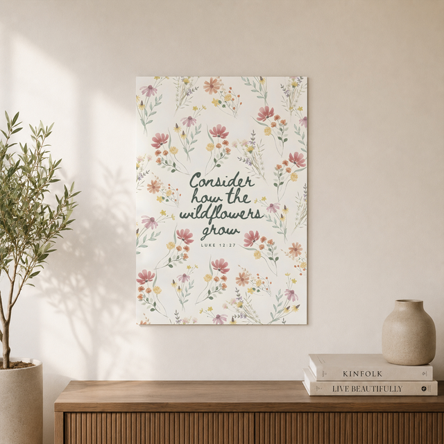 Luke 12:27 Consider The Wildflowers Christian Nursery Wall Art Poster - Format: Unframed Paper Poster