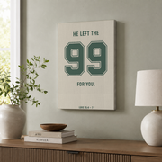 Luke 15:4-7 He Left The 99 Christian Sports Wall Art, Football Scripture Poster - Format: Stretched Canvas