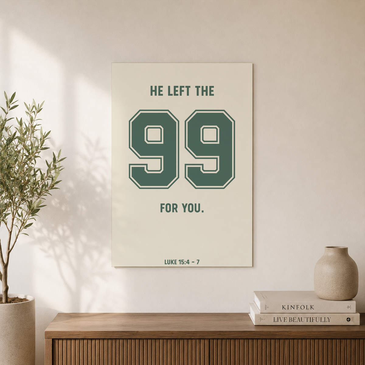 Luke 15:4-7 He Left The 99 Christian Sports Wall Art, Football Scripture Poster - Format: Unframed Paper Poster