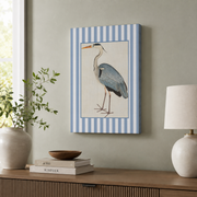Luvia Coastal Blue Stripe Bird and Pattern Wall Art Nautical Preppy Beach House Decor - Format: Stretched Canvas