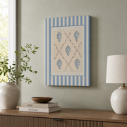 Luvia Coastal Wall Art Blue Stripe Bird and Pattern Prints Nautical Beach House Preppy Granddaughter Decor - Format: Stretched Canvas
