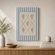 Luvia Coastal Wall Art Blue Stripe Bird and Pattern Prints Nautical Beach House Preppy Granddaughter Decor - Format: Stretched Canvas