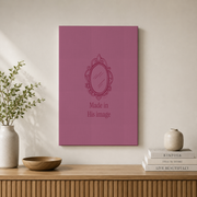 Made In His Image Print, Coquette Christian Wall Art Pink, Bible Verse Poster, Preppy Scripture Wall Art, Cute Girly Bedroom Decor Wall Art, Modern Wall Decor, 8x12 UNFRAMED - Format: Stretched Canvas