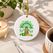 Maine Coon Cats St Patrick's Rainbow Glass Ornament - Material: Circle Ceramic Ornament