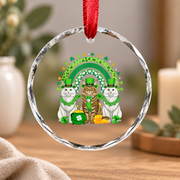 Maine Coon Cats St Patrick's Rainbow Glass Ornament - Material: Circle Glass Ornament