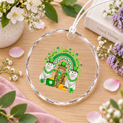 Maine Coon Cats St Patrick's Rainbow Glass Ornament - Material: Circle Glass Ornament