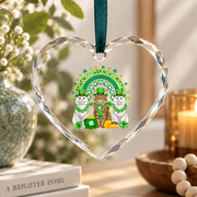 Maine Coon Cats St Patrick's Rainbow Glass Ornament - Material: Heart Glass Ornament
