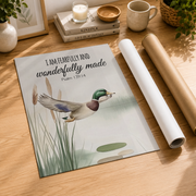 Mallard Duck Christian Wall Art Set, Rustic Nursery Scripture Prints - Format: Rolled Canvas
