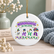 Mardi Goose Coquette Bow Festival Gift Decoration Glass Ornament - Material: Circle Ceramic Ornament