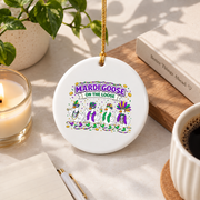 Mardi Goose Coquette Bow Festival Gift Decoration Glass Ornament - Material: Circle Ceramic Ornament