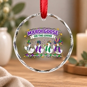 Mardi Goose Coquette Bow Festival Gift Decoration Glass Ornament - Material: Circle Glass Ornament