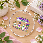 Mardi Goose Coquette Bow Festival Gift Decoration Glass Ornament - Material: Circle Glass Ornament