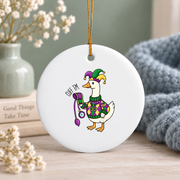 Mardi Gras Goose Nurse Jester Nursing Gift Glass Ornament - Material: Circle Ceramic Ornament