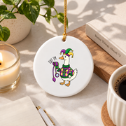 Mardi Gras Goose Nurse Jester Nursing Gift Glass Ornament - Material: Circle Ceramic Ornament