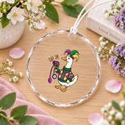 Mardi Gras Goose Nurse Jester Nursing Gift Glass Ornament - Material: Circle Glass Ornament