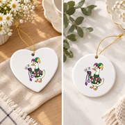 Mardi Gras Goose Nurse Jester Nursing Gift Glass Ornament - Material: Heart Ceramic Ornament
