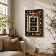 Matchbox Leopard Wall Art Black Poster Luxury Bar Cart Decor Cheetah Print Trendy Dorm Room Kitchen Decor - Format: Black Framed Poster