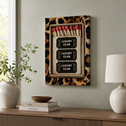 Matchbox Leopard Wall Art Black Poster Luxury Bar Cart Decor Cheetah Print Trendy Dorm Room Kitchen Decor - Format: Stretched Canvas