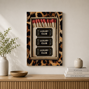 Matchbox Leopard Wall Art Black Poster Luxury Bar Cart Decor Cheetah Print Trendy Dorm Room Kitchen Decor - Format: Stretched Canvas