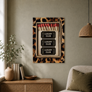 Matchbox Leopard Wall Art Black Poster Luxury Bar Cart Decor Cheetah Print Trendy Dorm Room Kitchen Decor - Format: Unframed Paper Poster