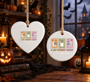 Math Lover Ghost Halloween Ornament with Classroom Theme Glass Ornament - Material: Circle Ceramic Ornament