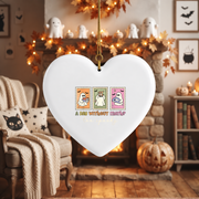 Math Lover Ghost Halloween Ornament with Classroom Theme Glass Ornament - Material: Heart Ceramic Ornament