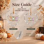 Math Lover Ghost Halloween Ornament with Classroom Theme Glass Ornament - Material: Heart Glass Ornament