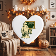 Math Teacher Skeleton Ornament with Equation Inspired Design Glass Ornament - Material: Heart Ceramic Ornament