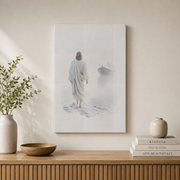 Matthew 14:22-33 Jesus Walks On Water Christian Wall Art, Watercolor Poster - Format: Stretched Canvas