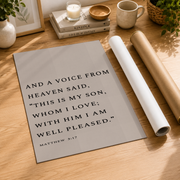 Matthew 3:17 Print, Christian Poster, Bible Verse Wall Art, Modern Christian, Minimalistic Decor, Scripture Art Print Wall Art, Modern Wall Decor, 16x24 UNFRAMED - Format: Rolled Canvas