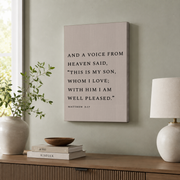 Matthew 3:17 Print, Christian Poster, Bible Verse Wall Art, Modern Christian, Minimalistic Decor, Scripture Art Print Wall Art, Modern Wall Decor, 16x24 UNFRAMED - Format: Stretched Canvas