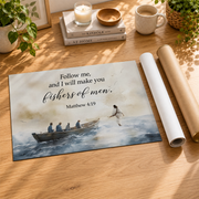 Matthew 4:19 Fishers Of Men Christian Wall Art, Follow Me Faith Poster - Format: Rolled Canvas