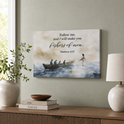 Matthew 4:19 Fishers Of Men Christian Wall Art, Follow Me Faith Poster - Format: Stretched Canvas