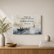 Matthew 4:19 Fishers Of Men Christian Wall Art, Follow Me Faith Poster - Format: Stretched Canvas