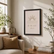 Matthew 5:16 Be The Light Christian Wall Art, Boho Sun Scripture Poster - Format: Black Framed Poster